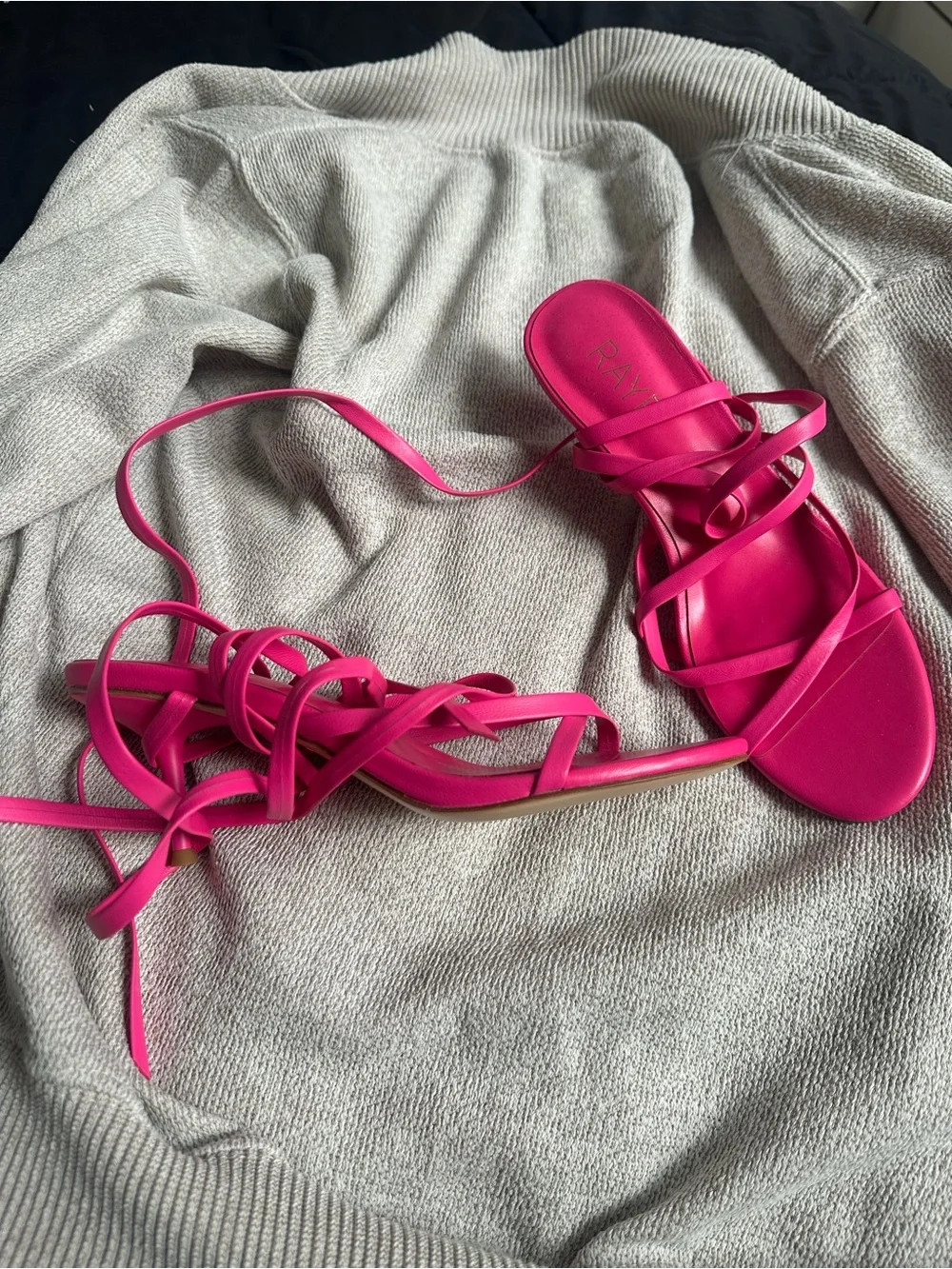 Rate Pink Strappy Wrap-Ankle Sandal
